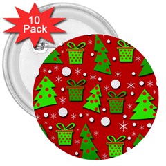 Christmas trees and gifts pattern 3  Buttons (10 pack) 