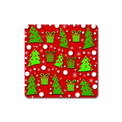 Christmas trees and gifts pattern Square Magnet