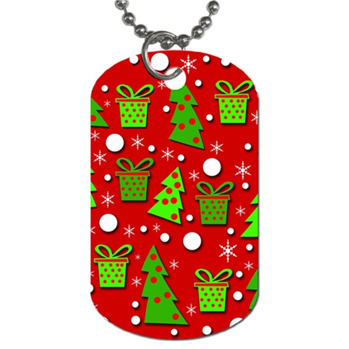 Christmas trees and gifts pattern Dog Tag (Two Sides)