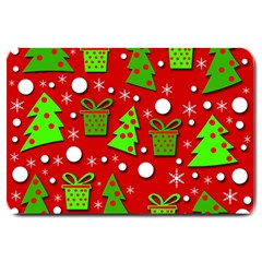 Christmas trees and gifts pattern Large Doormat 