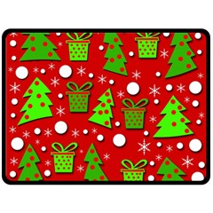 Christmas trees and gifts pattern Double Sided Fleece Blanket (Large) 