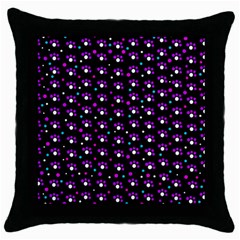 Purple Dots Pattern Throw Pillow Case (black) by Valentinaart