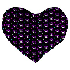 Purple Dots Pattern Large 19  Premium Heart Shape Cushions