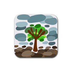 Tree Rubber Coaster (square)  by Valentinaart