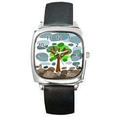 Tree Square Metal Watch by Valentinaart