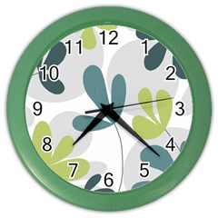 Elegant Floral Design Color Wall Clocks by Valentinaart