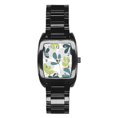 Elegant Floral Design Stainless Steel Barrel Watch by Valentinaart