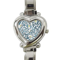 Blue Floral Design Heart Italian Charm Watch by Valentinaart