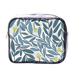 Blue Floral Design Mini Toiletries Bags by Valentinaart