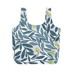 Blue Floral Design Full Print Recycle Bags (m)  by Valentinaart