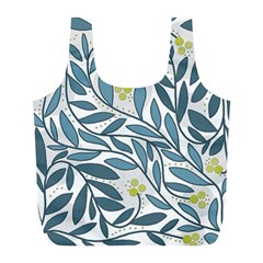 Blue Floral Design Full Print Recycle Bags (l)  by Valentinaart