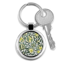 Green Floral Pattern Key Chains (round)  by Valentinaart