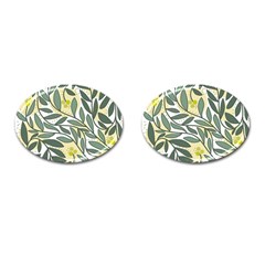 Green Floral Pattern Cufflinks (oval) by Valentinaart