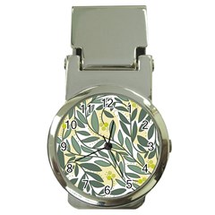 Green Floral Pattern Money Clip Watches by Valentinaart