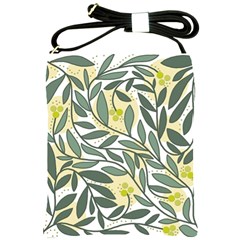 Green Floral Pattern Shoulder Sling Bags by Valentinaart