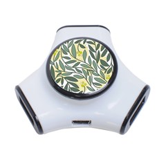 Green Floral Pattern 3-port Usb Hub by Valentinaart