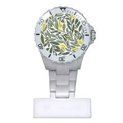 Green Floral Pattern Plastic Nurses Watch by Valentinaart