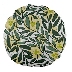 Green Floral Pattern Large 18  Premium Flano Round Cushions by Valentinaart