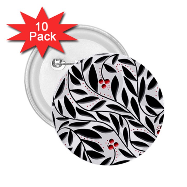 Red, black and white elegant pattern 2.25  Buttons (10 pack) 