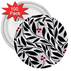 Red, Black And White Elegant Pattern 3  Buttons (100 Pack)  by Valentinaart