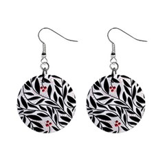 Red, Black And White Elegant Pattern Mini Button Earrings by Valentinaart