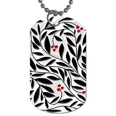 Red, Black And White Elegant Pattern Dog Tag (one Side) by Valentinaart