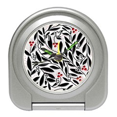 Red, Black And White Elegant Pattern Travel Alarm Clocks by Valentinaart