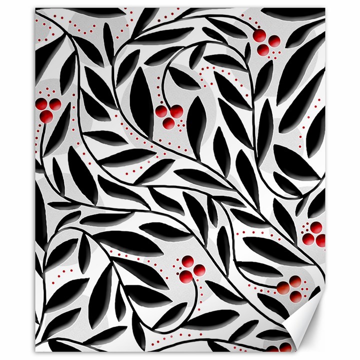 Red, black and white elegant pattern Canvas 8  x 10 