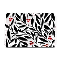 Red, Black And White Elegant Pattern Small Doormat  by Valentinaart