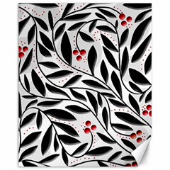 Red, Black And White Elegant Pattern Canvas 11  X 14   by Valentinaart