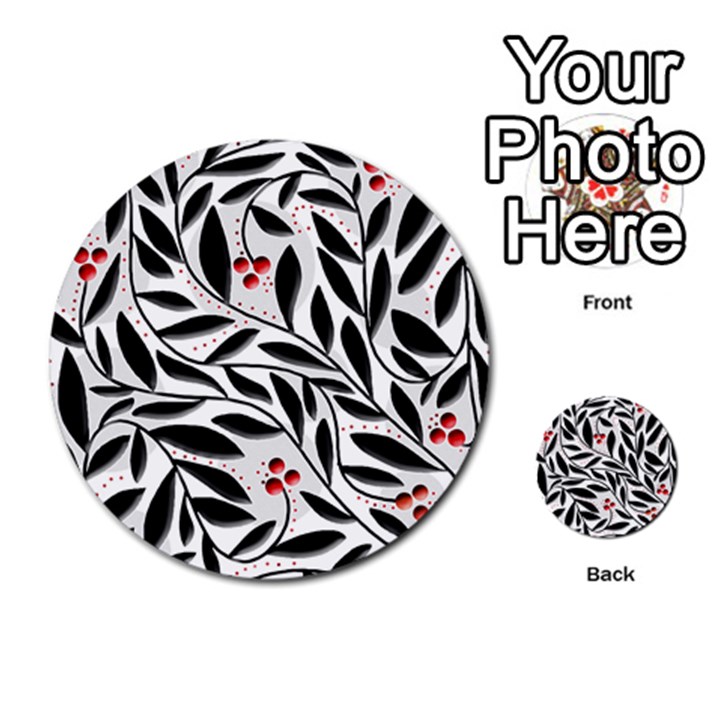 Red, black and white elegant pattern Multi-purpose Cards (Round) 