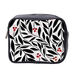 Red, Black And White Elegant Pattern Mini Toiletries Bag 2-side by Valentinaart