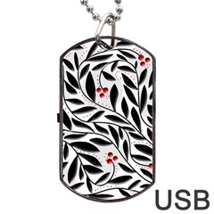 Red, Black And White Elegant Pattern Dog Tag Usb Flash (two Sides)  by Valentinaart