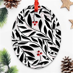 Red, Black And White Elegant Pattern Oval Filigree Ornament (2-side)  by Valentinaart