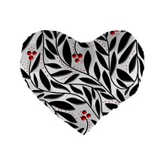 Red, Black And White Elegant Pattern Standard 16  Premium Heart Shape Cushions by Valentinaart