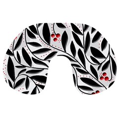 Red, Black And White Elegant Pattern Travel Neck Pillows by Valentinaart