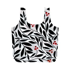 Red, Black And White Elegant Pattern Full Print Recycle Bags (m)  by Valentinaart