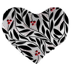 Red, Black And White Elegant Pattern Large 19  Premium Flano Heart Shape Cushions by Valentinaart