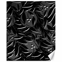 Black Floral Design Canvas 16  X 20   by Valentinaart