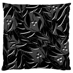 Black Floral Design Large Cushion Case (two Sides) by Valentinaart