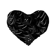 Black Floral Design Standard 16  Premium Heart Shape Cushions by Valentinaart