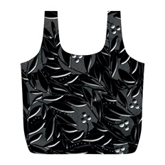 Black Floral Design Full Print Recycle Bags (l)  by Valentinaart