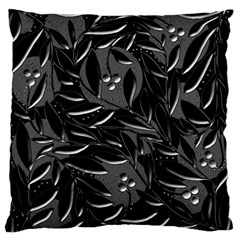 Black Floral Design Large Flano Cushion Case (one Side) by Valentinaart