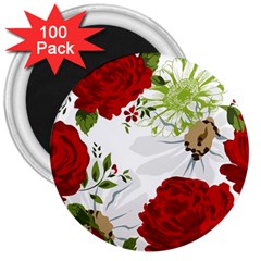 Red Roses 3  Magnets (100 Pack) by fleurs