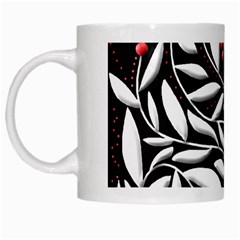 Black, Red, And White Floral Pattern White Mugs by Valentinaart