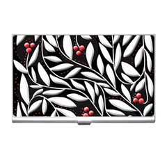 Black, Red, And White Floral Pattern Business Card Holders by Valentinaart