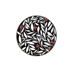 Black, Red, And White Floral Pattern Hat Clip Ball Marker by Valentinaart