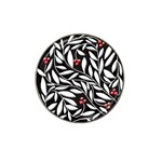 Black, red, and white floral pattern Hat Clip Ball Marker Front