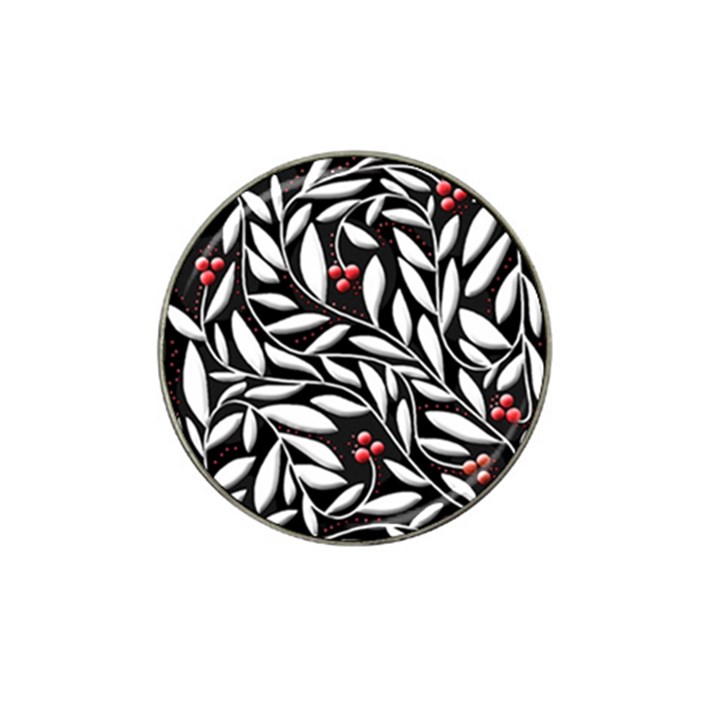 Black, red, and white floral pattern Hat Clip Ball Marker