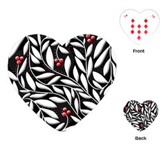 Black, Red, And White Floral Pattern Playing Cards (heart)  by Valentinaart